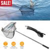 Foldable Fish Landing Net Collapsible Handle Fishing Net with 38.6in-67in Aluminum Alloy Telescopic Pole for Kayak Fly Catfish Bass Crab Trout Fishing