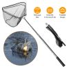 Foldable Fish Landing Net Collapsible Handle Fishing Net with 38.6in-67in Aluminum Alloy Telescopic Pole for Kayak Fly Catfish Bass Crab Trout Fishing
