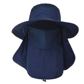 Fishing Bucket Hat Wide Brim Breathable Unisex Hat Sunlight-proof Removable Neck Face Fishing Cap For Fishing Hiking Traveling (Color: Blue)