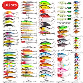 22pcs 58pcs 102pcs Fishing Lure Kits Multi-functional Set Topwater Floating Swimming Lures, Equipped With High Pitch Hook Soft Frogs, Used For Bass Fi (Option: 102pcs)