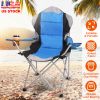 Foldable Camping Chair Heavy Duty Steel Lawn Chair Padded Seat Arm Back Beach Chair 330LBS Max Load with Cup Holder Carry Bag