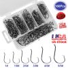 160Pcs Offset Fishing Hooks Kit Stainless Steel Sharp Fishing Hooks Octopus Circle Hooks Size #01-5/0 w/ Storage Box
